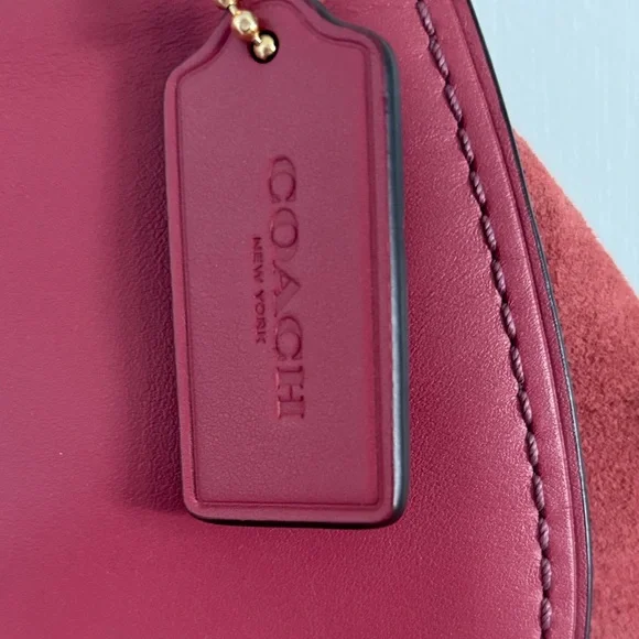 Coach Pink Rouge Faye Crossbody Bag with Top Handle Mixed Material Suede Leather - Picture 2 of 14